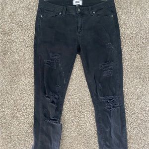 Distressed black Paige denim skinny leg size 30
